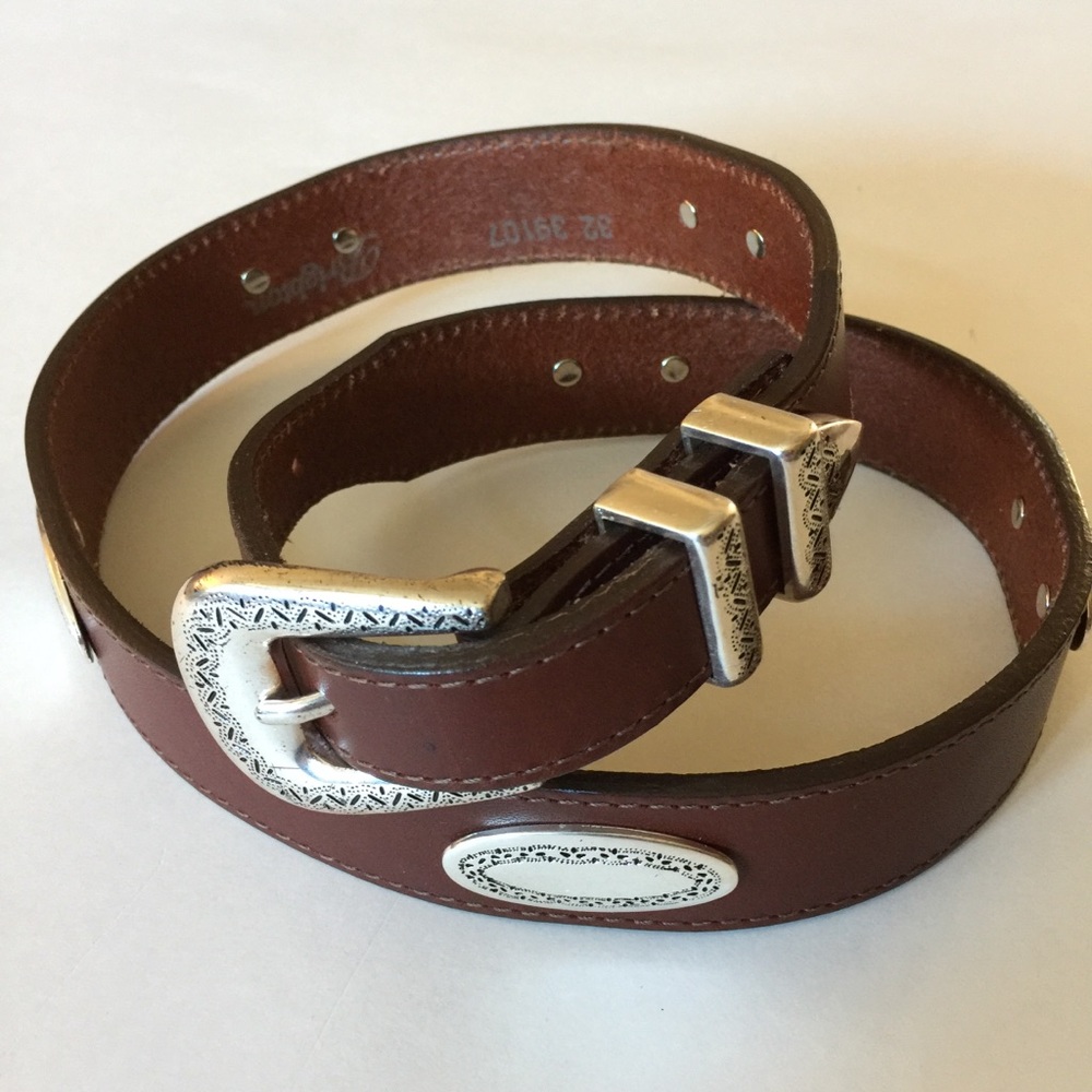 Vintage Brighton Brown Leather Tapered Belt Sz 32